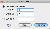 SPSS define groups dialog box